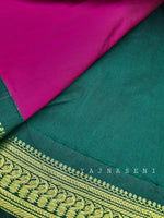 Load image into Gallery viewer, Kalyani Cotton Saree - Rani x Dark Green
