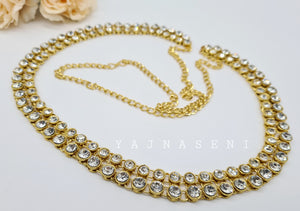 Hipchain - Double layer white stones (gold)
