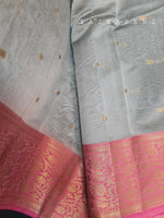Load image into Gallery viewer, Banarasi , Kora Organza Saree - Grey x Pink
