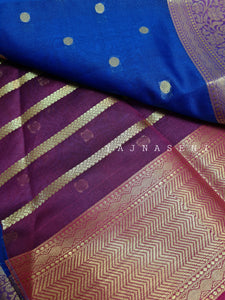 Banarasi , Kora Organza Saree - Blue x Purple