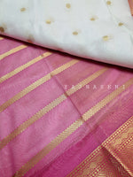 Load image into Gallery viewer, Banarasi , Kora Organza Saree - White x Pink
