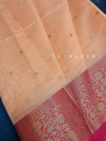 Load image into Gallery viewer, Banarasi , Kora Organza Saree - Peach x Pink

