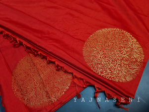 Soft Silk Borderless Mandala Saree - Red