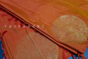 Soft Silk Borderless Mandala Saree - Orange