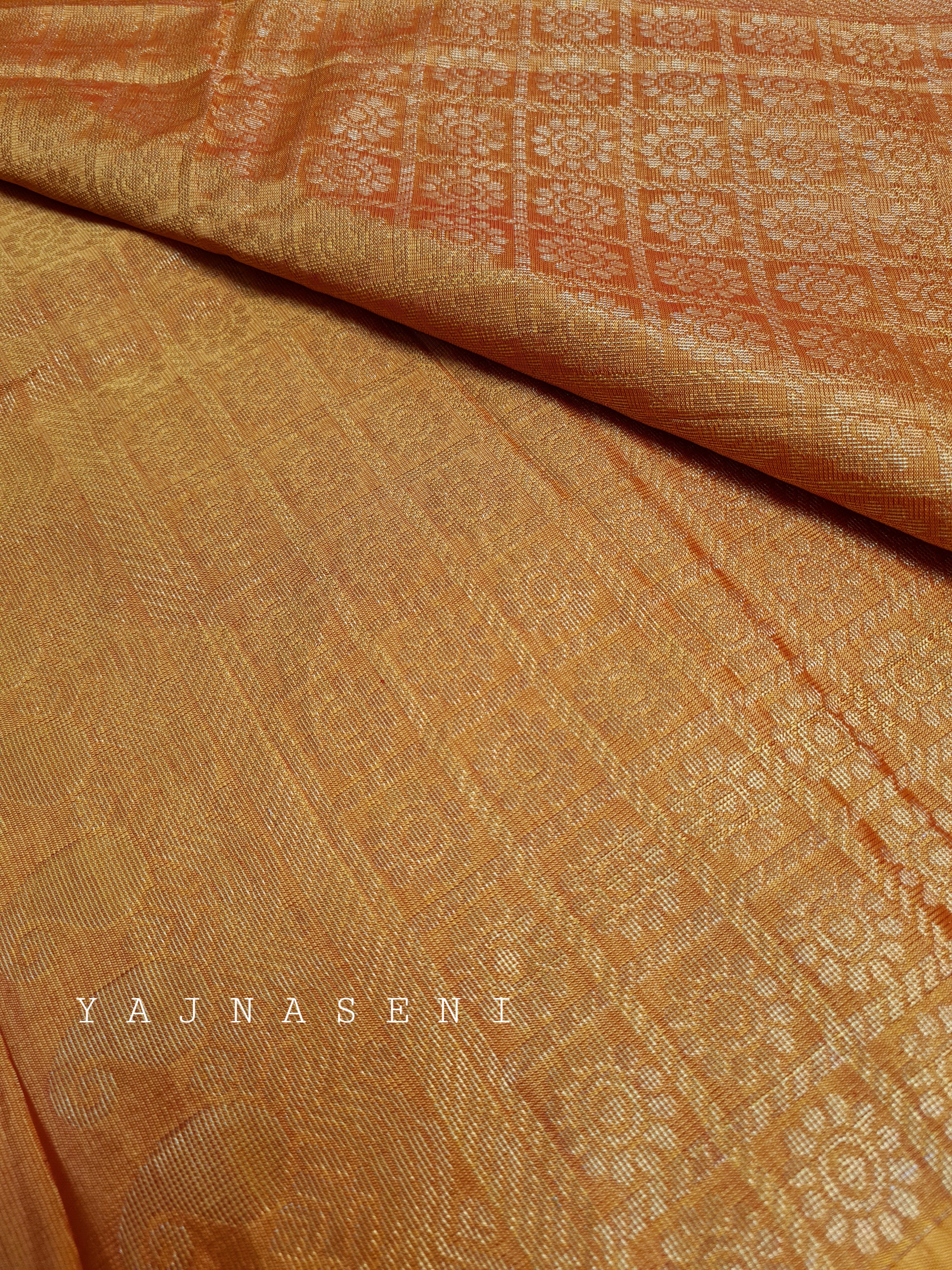 Soft Silk Borderless Mandala Saree - Tangerine
