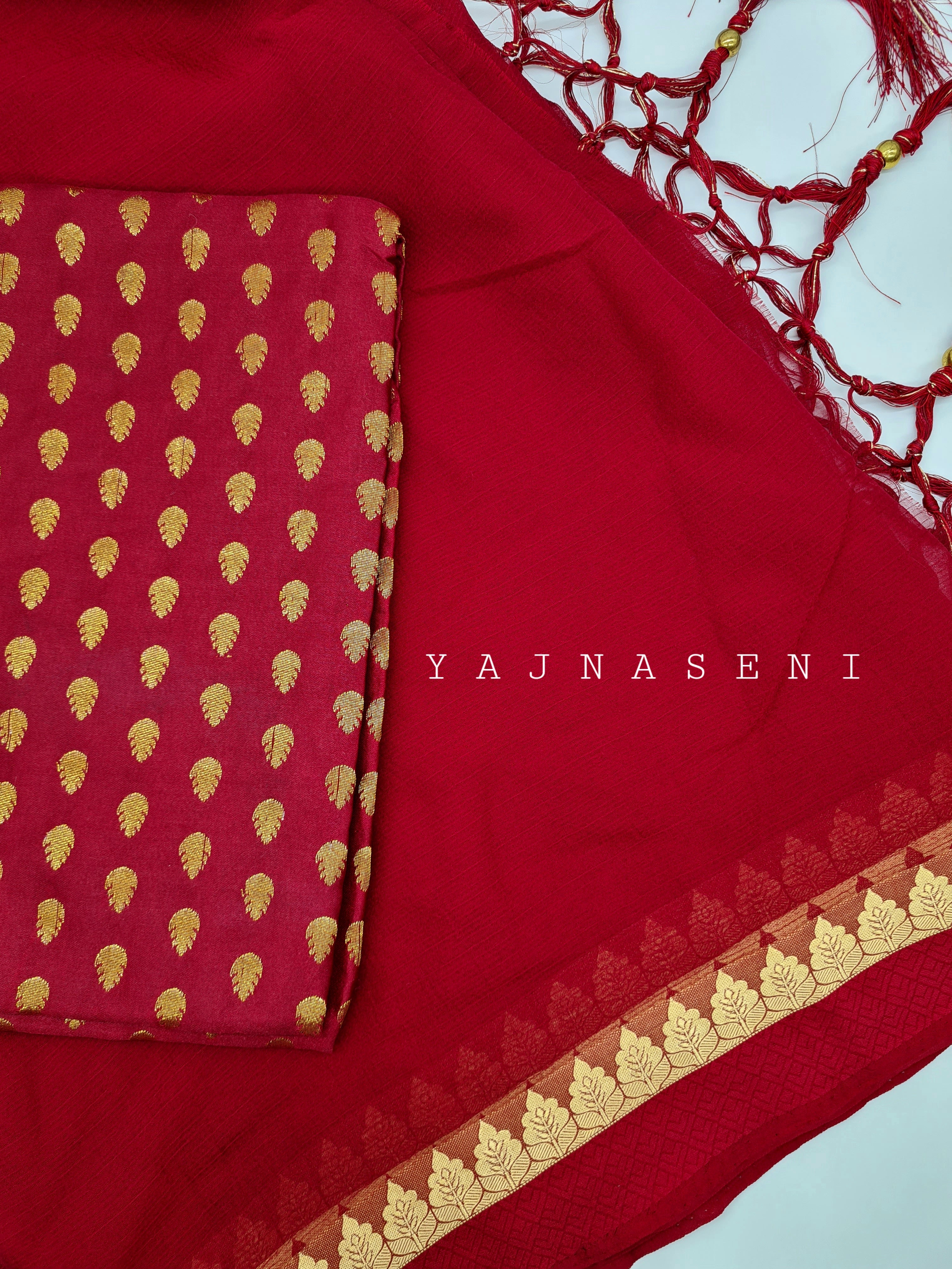 Minimalist Chiffon saree + Linden blouse : Ruby