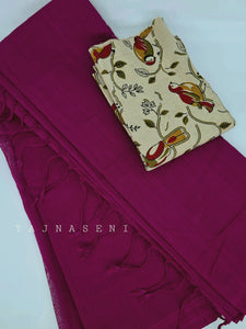 Mangalagiri Cotton Saree - Plum
