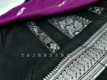 Load image into Gallery viewer, Kalyani Cotton Saree - Silver Zari : Violet x Black
