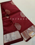 Load image into Gallery viewer, Rosewood - Pure Silk Saree with White Gold Zari
