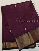 Load image into Gallery viewer, Maheswari Silk Cotton Saree - Plum
