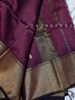 Load image into Gallery viewer, Maheswari Silk Cotton Saree - Plum
