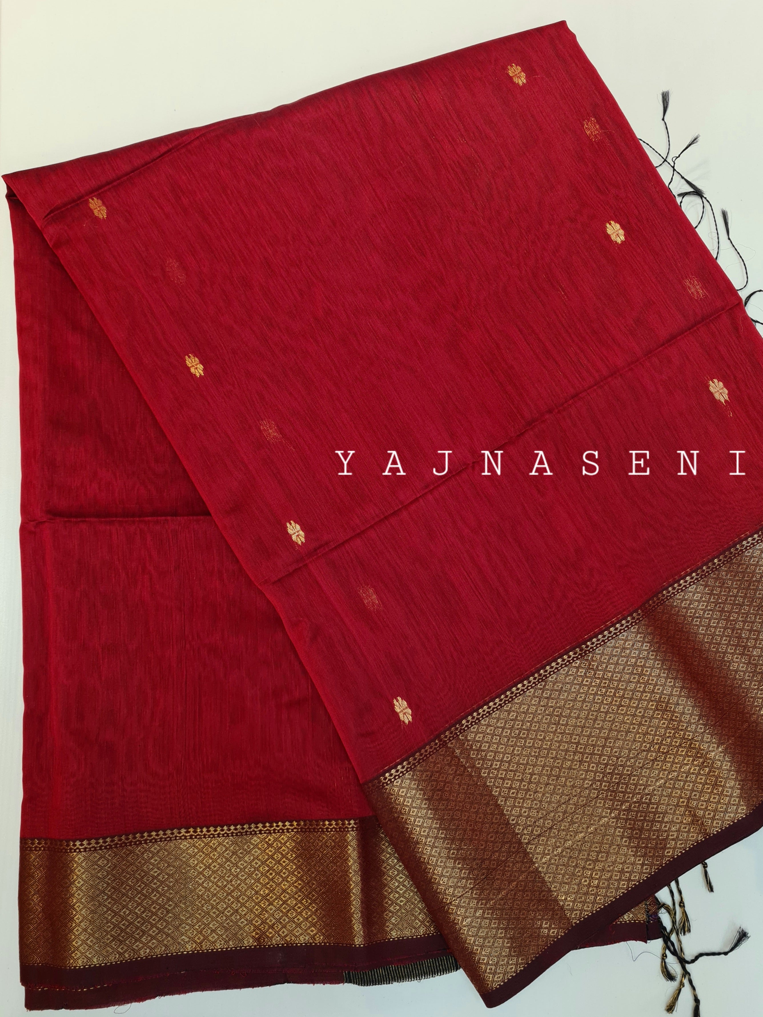 Maheswari Silk Cotton Saree - Red