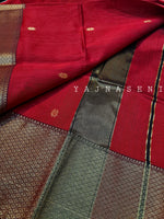 Load image into Gallery viewer, Maheswari Silk Cotton Saree - Red
