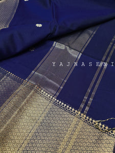 Maheswari Silk Cotton Saree - Navy Blue