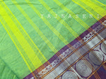 Load image into Gallery viewer, Kanchipuram Pure Cotton saree - Seafoam x Violet (silver zari)
