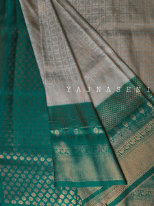 Banarasi Soft Silk Copper Zari Saree - Powder Blue x Teal