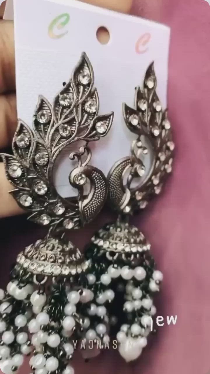 Black Peacock Glass Stone Dangler