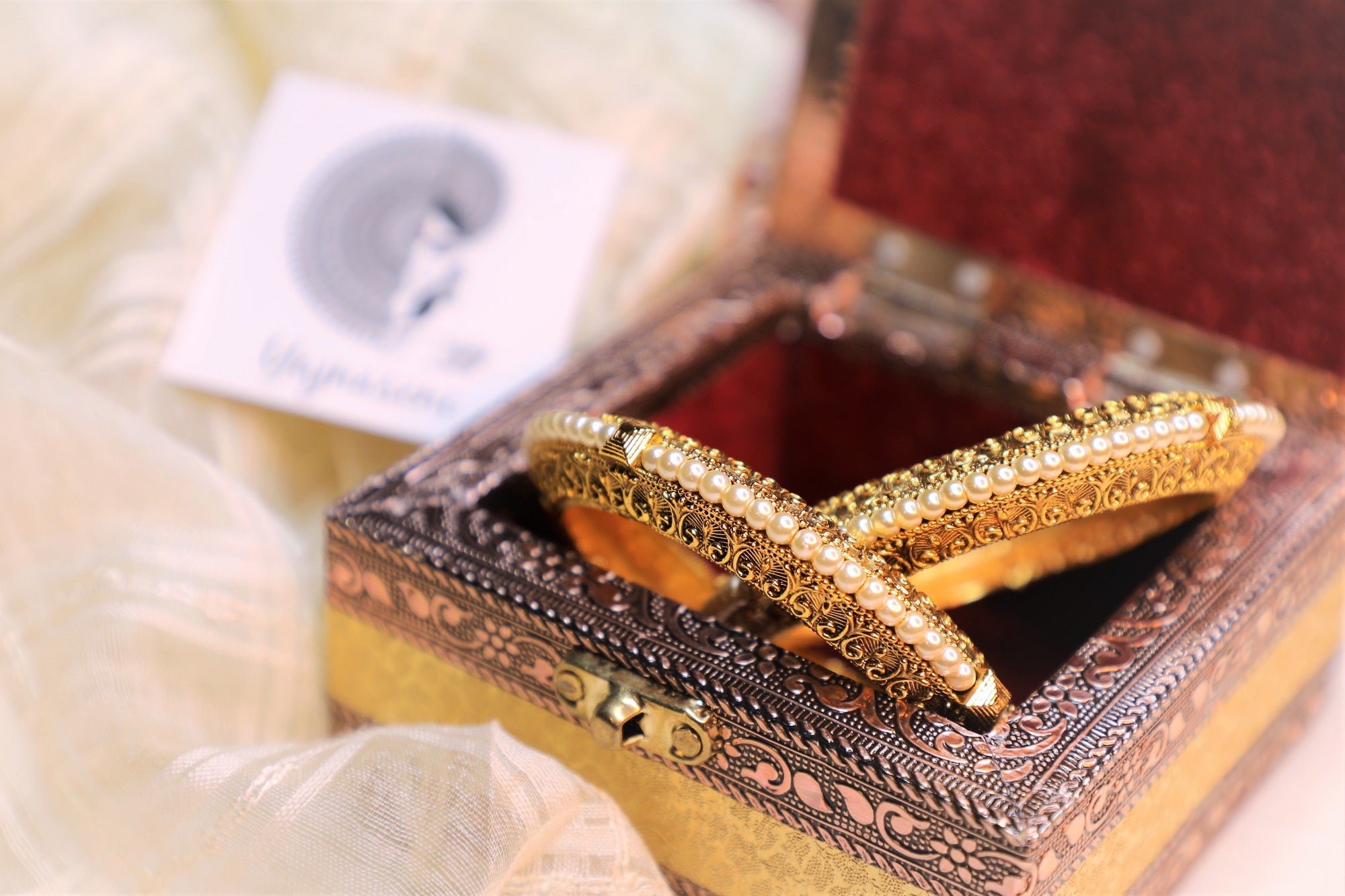 Pair of Gold Kada with Pearls