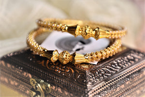 Gold Traditional Kada Bangle - Moti
