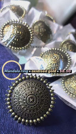 Load and play video in Gallery viewer, Mandala Ring - Oxidised Gold
