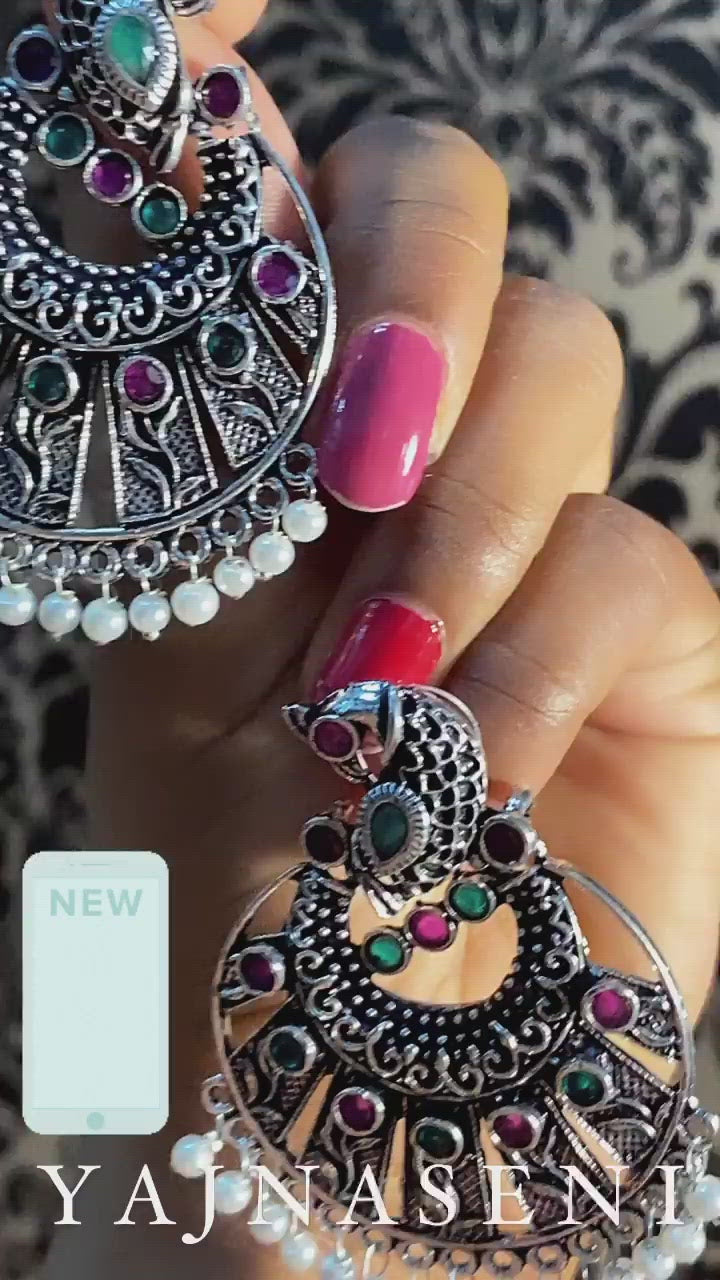 Peacock stud bali danglers