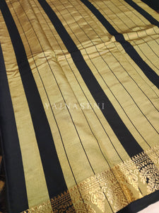 Cotton Silk Saree - Black x Gold