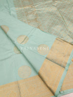 Load image into Gallery viewer, Semi Soft Silk Gold Zari Saree - Light Turquoise
