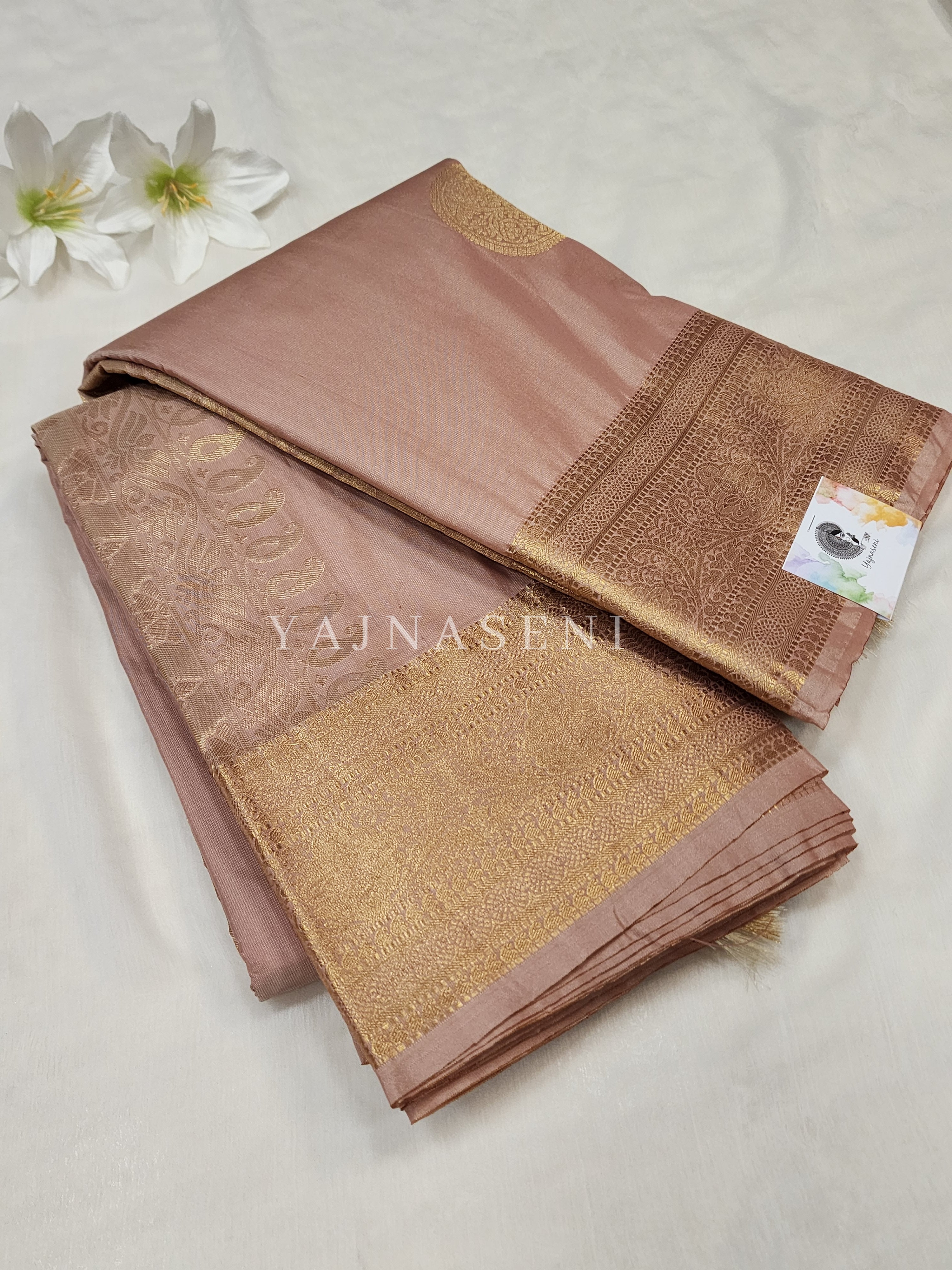 Semi Soft Silk Gold Zari Saree - Blush Pink