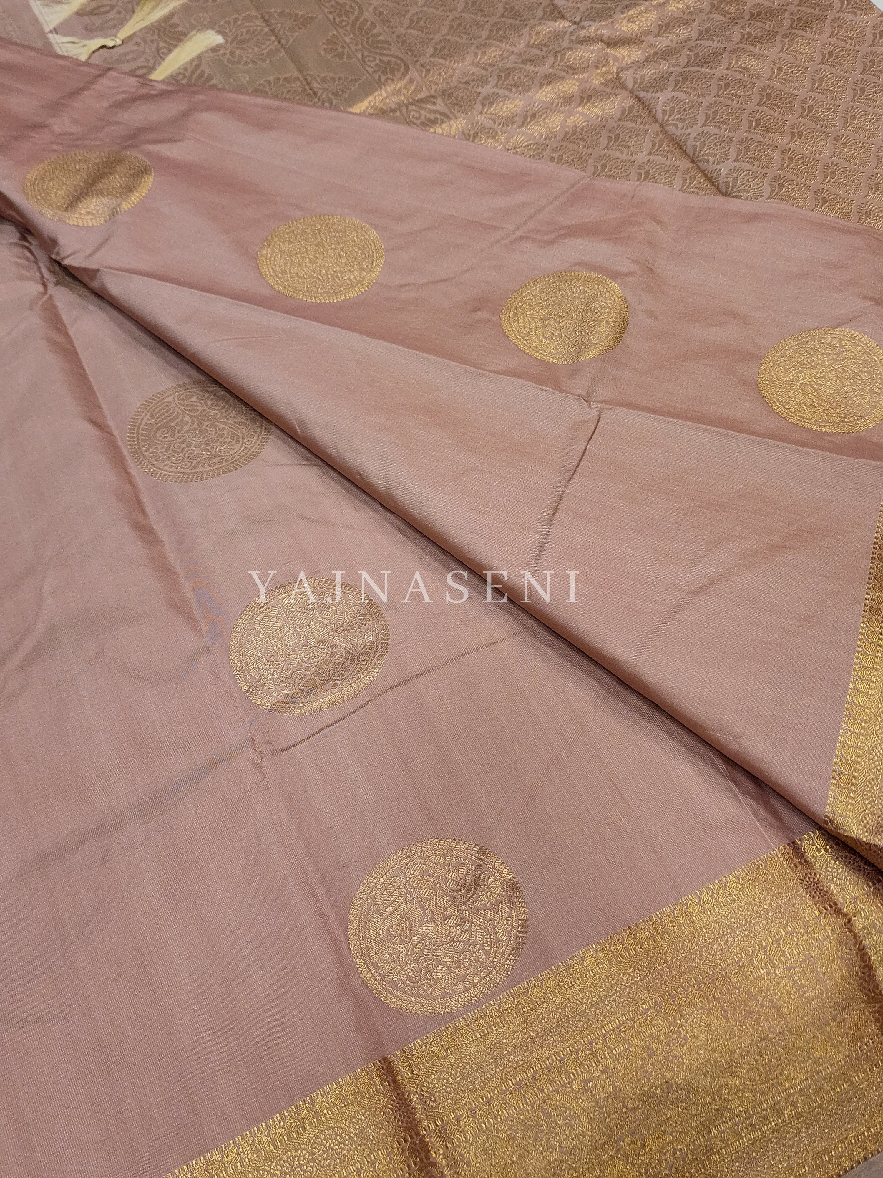 Semi Soft Silk Gold Zari Saree - Blush Pink