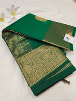 Load image into Gallery viewer, Semi Soft Silk Gold Zari Saree - Green
