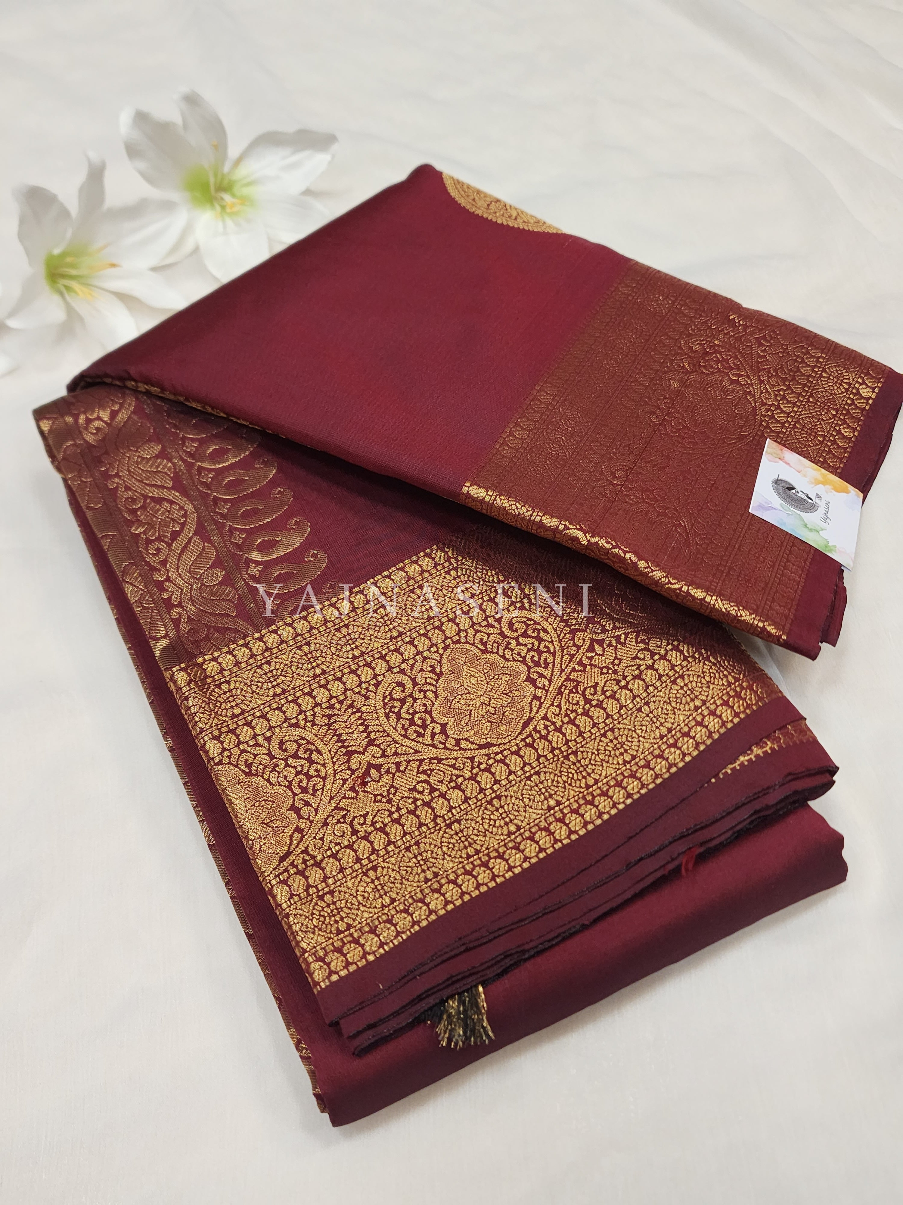 Semi Soft Silk Gold Zari Saree - Maroon