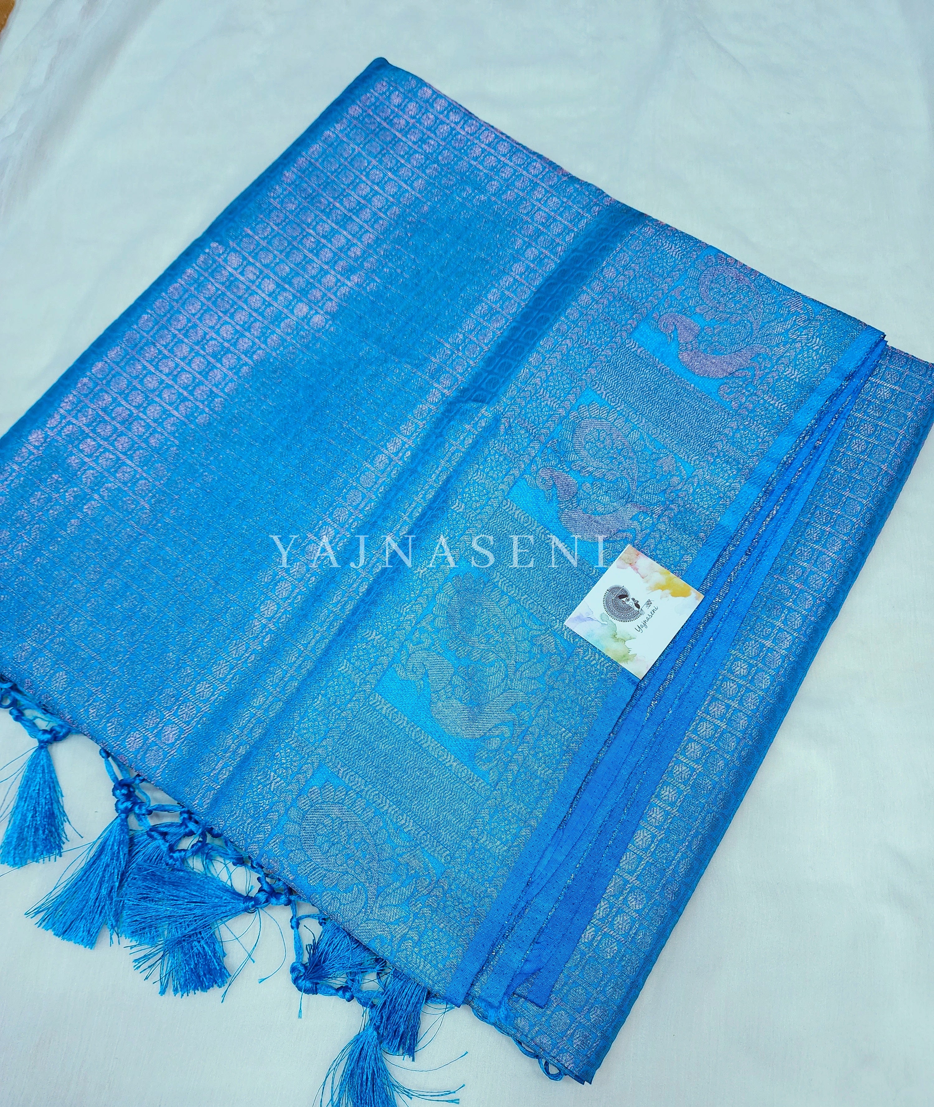 Kubera Pattu x Copper Zari Saree - Sky