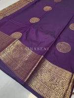 Load image into Gallery viewer, Semi Soft Silk Gold Zari Saree - Plum
