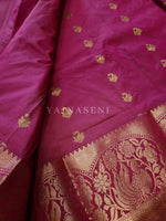 Load image into Gallery viewer, Kanchi semi soft silk x Copper zari saree - Pink
