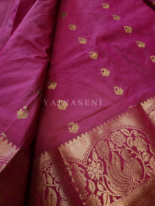 Kanchi semi soft silk x Copper zari saree - Pink