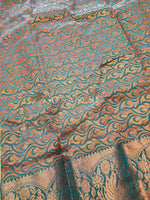 Load image into Gallery viewer, Kanchi semi soft silk x Copper zari saree - Green
