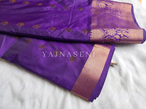 Kanchi semi soft silk x Copper zari saree - Purple