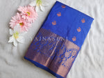 Load image into Gallery viewer, Kanchi semi soft silk x Copper zari saree - Persian Blue
