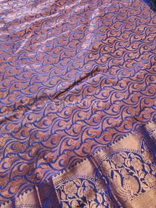 Kanchi semi soft silk x Copper zari saree - Persian Blue