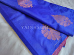 Load image into Gallery viewer, Soft Silk Borderless x Copper Motifs Saree : Blue x Maroon
