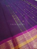 Load image into Gallery viewer, Kanchipuram Pure Cotton saree - Dark purple x Magenta
