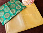 Load image into Gallery viewer, Satin saree + brocade blouse : Gold latte
