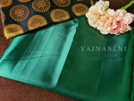 Load image into Gallery viewer, Satin saree + brocade blouse : Emerald Green
