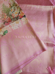 Floral x Kubera Pattu Saree - Pink