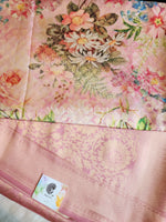 Load image into Gallery viewer, Floral x Kubera Pattu Saree - Pink
