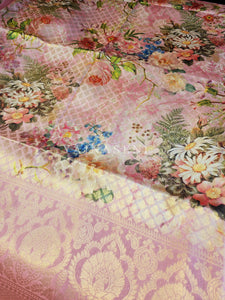 Floral x Kubera Pattu Saree - Pink
