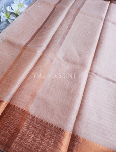 Soft Cotton Tissue Saree - Peach