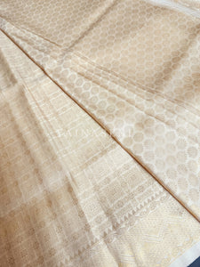 Banarasi Soft Silk Saree - Gold x Ivory