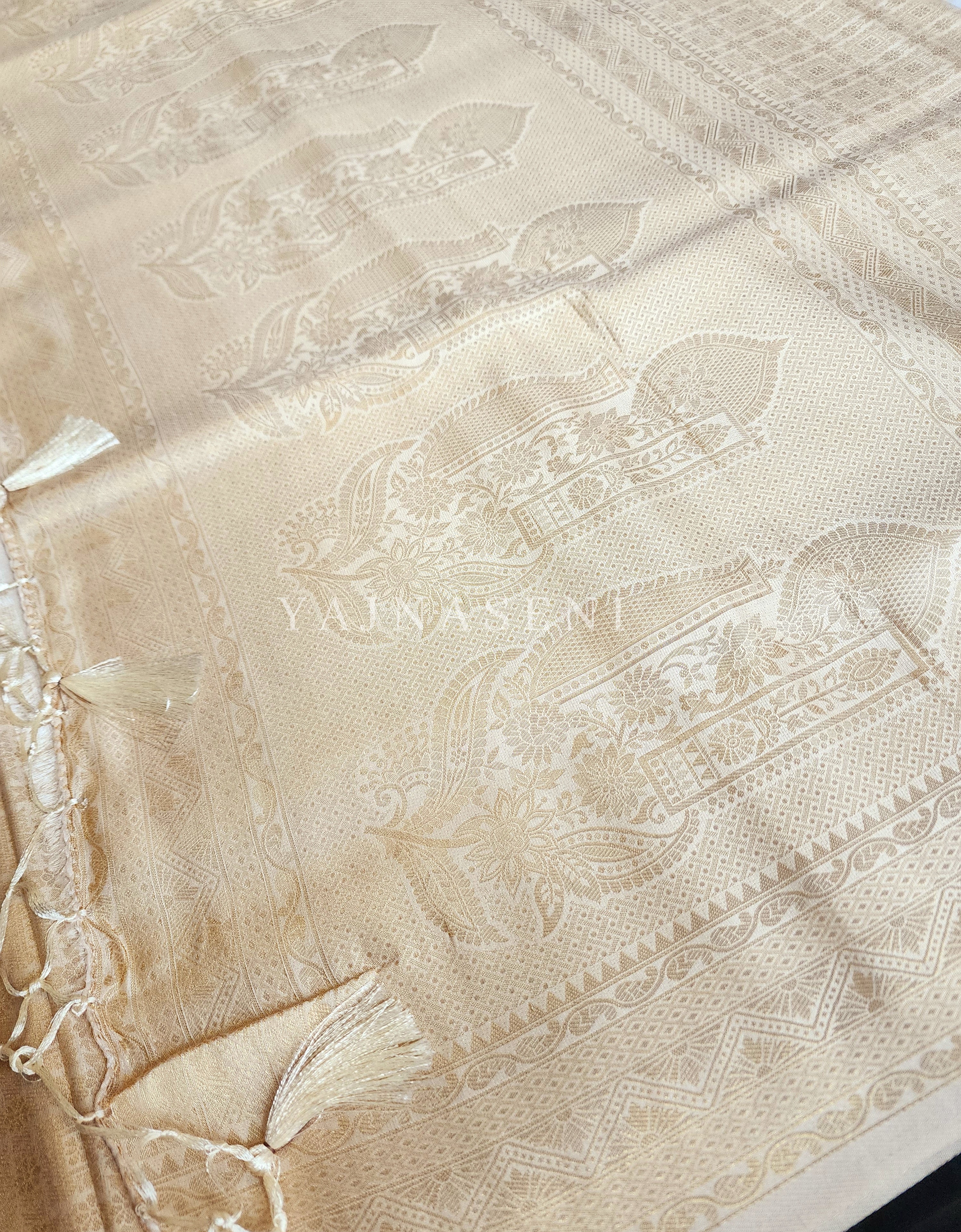 Banarasi Soft Silk Saree - Gold x Ivory