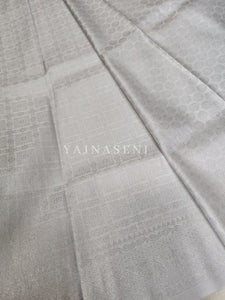 Banarasi Soft Silk Saree - Silver x White